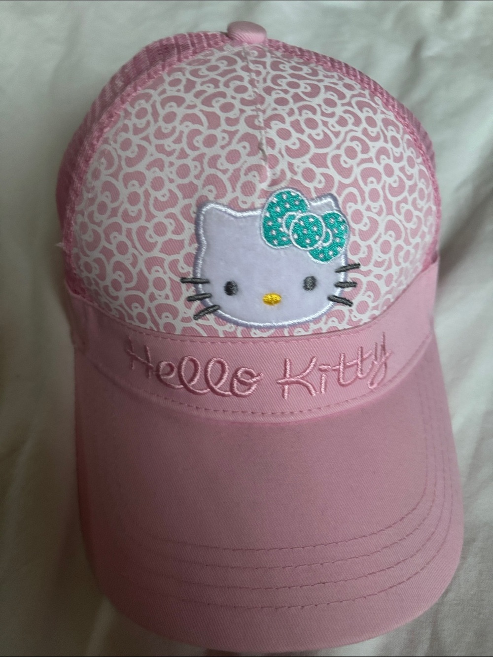 2017 Hello Kitty Pink Cap with Teal Bow Accent